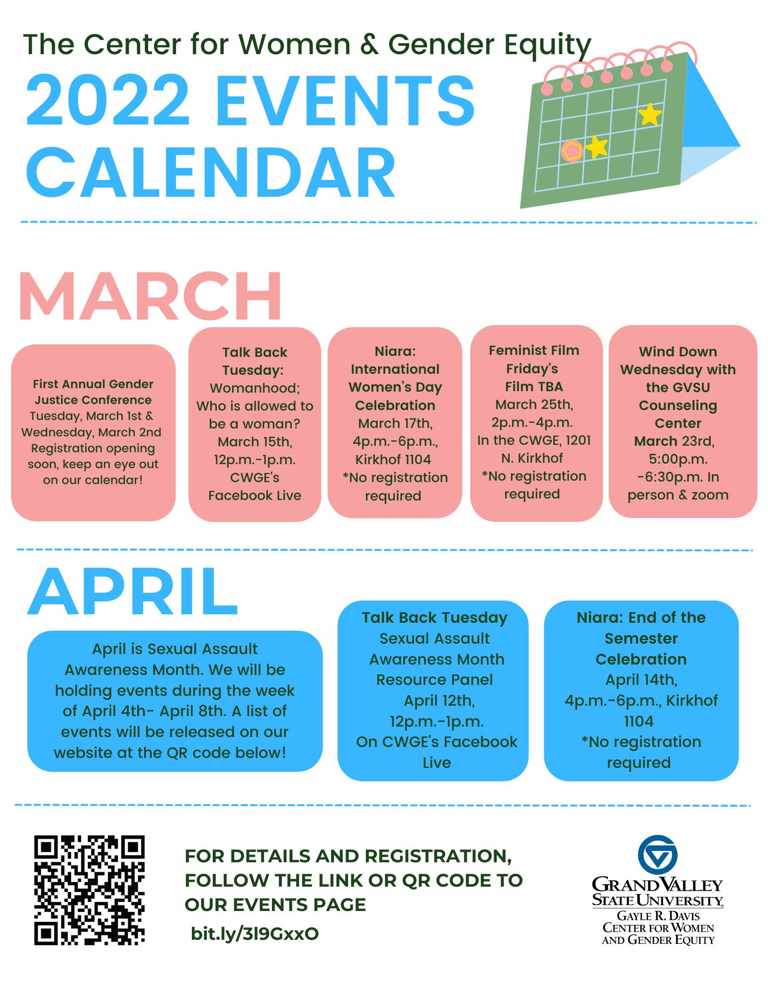 Gvsu Academic Calendar Spring 2022 Events Calendar - Gayle R. Davis Center For Women And Gender Equity - Grand  Valley State University